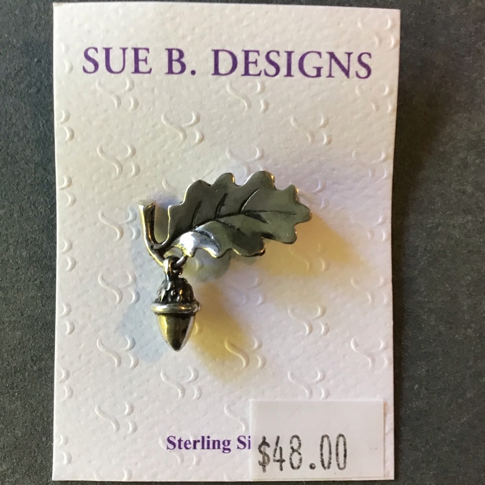 Sterling Silver Oak Leaf with Acorn Brooch